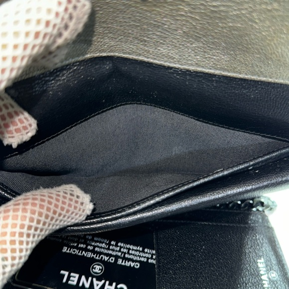 Authentic š„ CHANEL š„CC Logo Matelasse metallic Leather Long Trifold Wallet/ COA - Picture 13 of 17